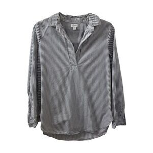 J Crew Small Gray White Striped Cotton Popover Shirt